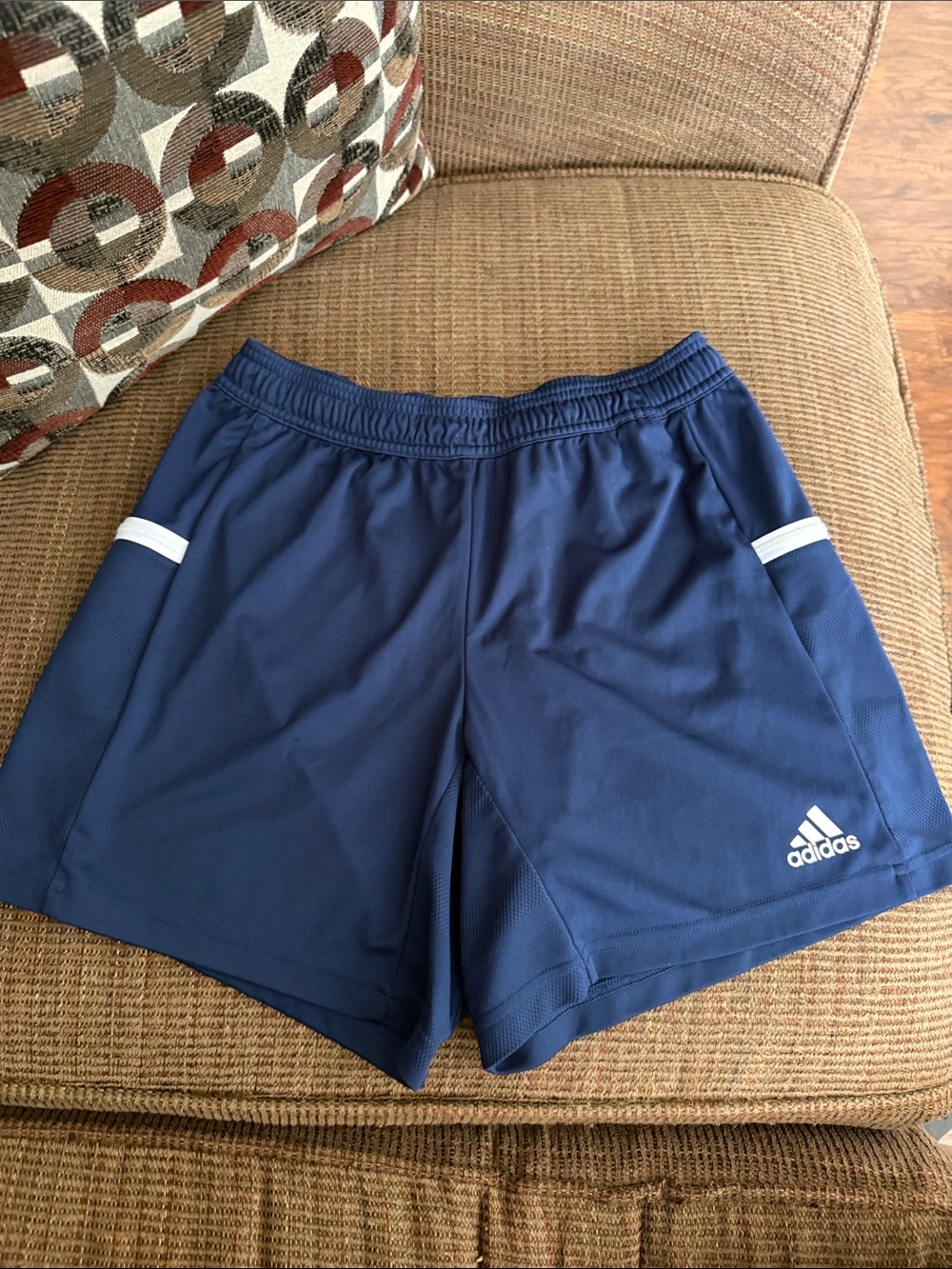 Adidas Blue Athletic Shorts with White Trim